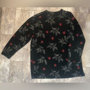 Woolrich Black Sweater with Red Floral Pattern